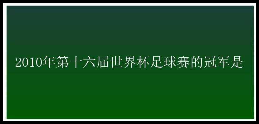 2010年第十六届世界杯足球赛的冠军是