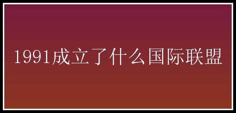 1991成立了什么国际联盟