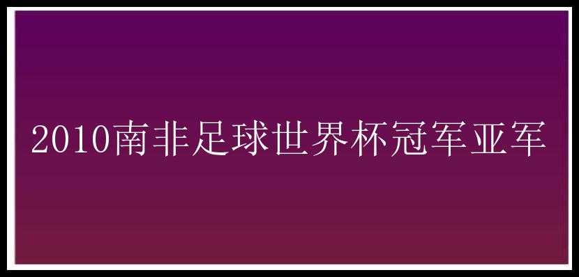 2010南非足球世界杯冠军亚军