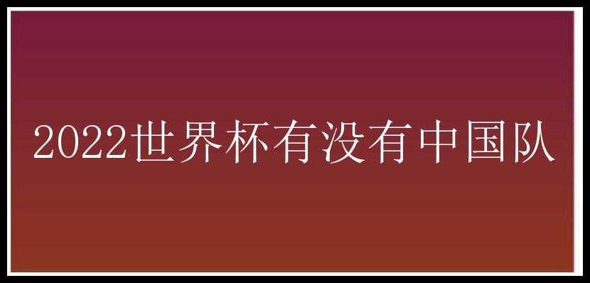 2022世界杯有没有中国队