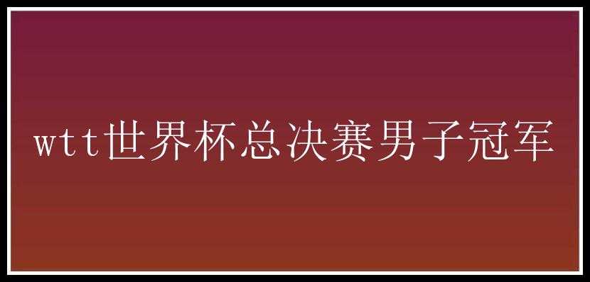 wtt世界杯总决赛男子冠军