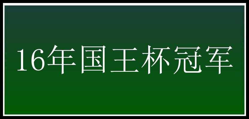 16年国王杯冠军