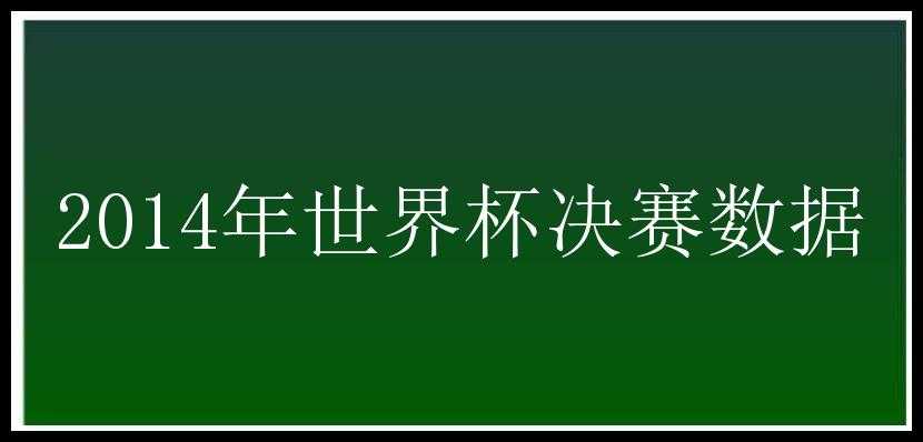 2014年世界杯决赛数据