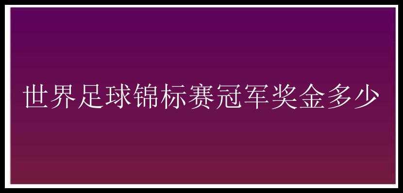 世界足球锦标赛冠军奖金多少