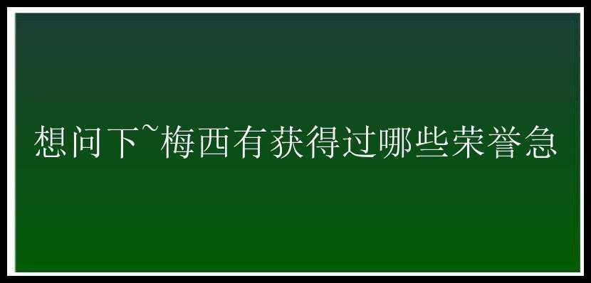 想问下~梅西有获得过哪些荣誉急