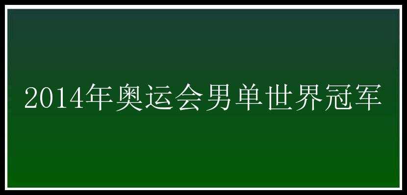 2014年奥运会男单世界冠军