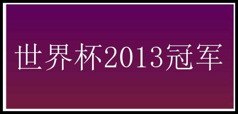 世界杯2013冠军