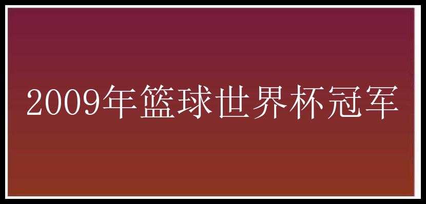 2009年篮球世界杯冠军