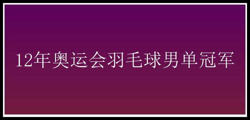 12年奥运会羽毛球男单冠军