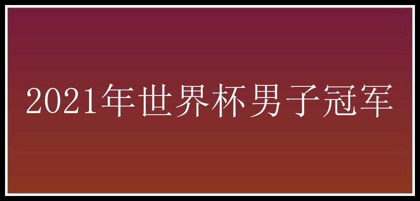 2021年世界杯男子冠军