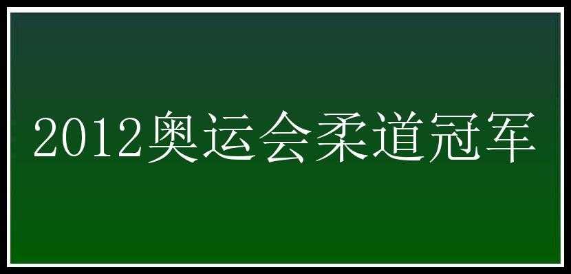 2012奥运会柔道冠军