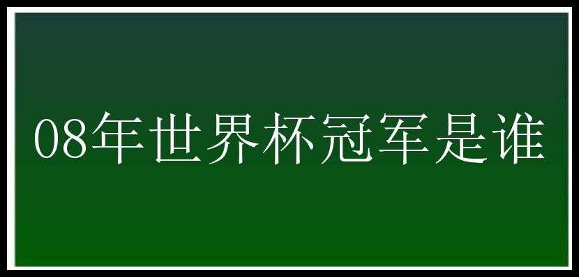 08年世界杯冠军是谁