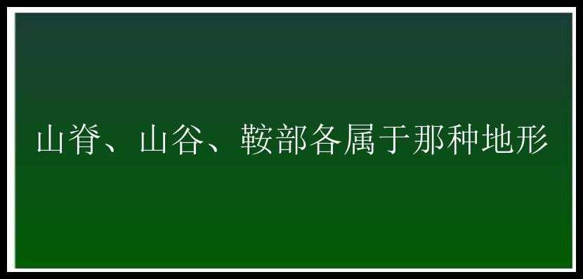 山脊、山谷、鞍部各属于那种地形