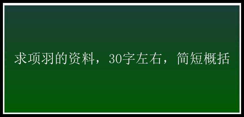 求项羽的资料，30字左右，简短概括