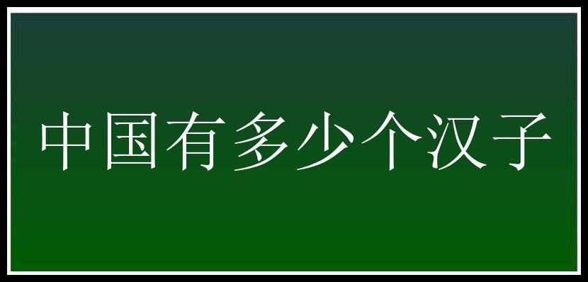 中国有多少个汉子