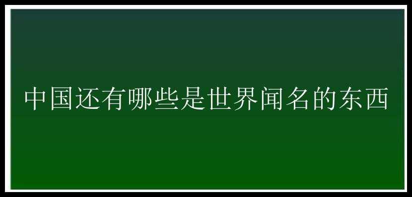 中国还有哪些是世界闻名的东西