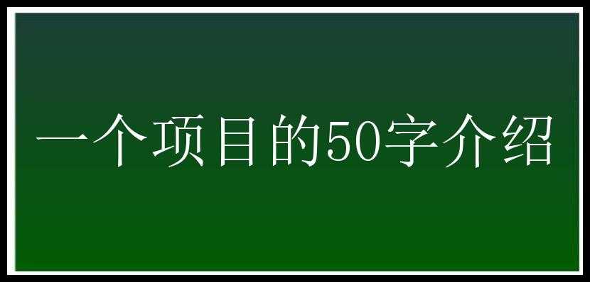 一个项目的50字介绍