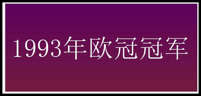 1993年欧冠冠军