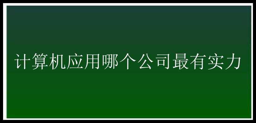 计算机应用哪个公司最有实力