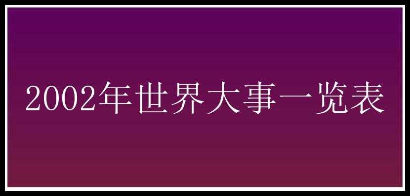 2002年世界大事一览表