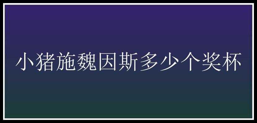 小猪施魏因斯多少个奖杯