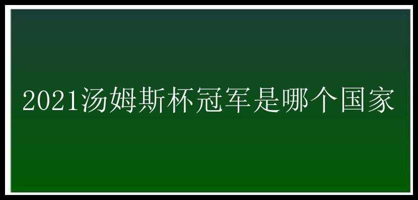 2021汤姆斯杯冠军是哪个国家