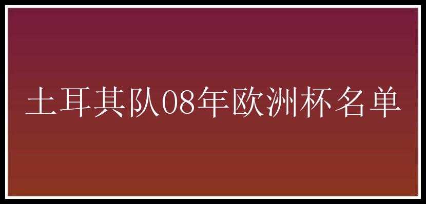 土耳其队08年欧洲杯名单