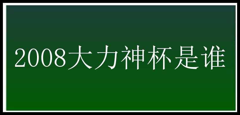 2008大力神杯是谁