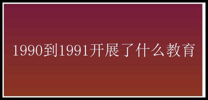 1990到1991开展了什么教育