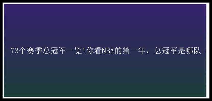 73个赛季总冠军一览!你看NBA的第一年，总冠军是哪队