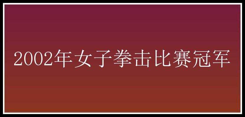 2002年女子拳击比赛冠军