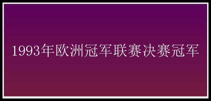 1993年欧洲冠军联赛决赛冠军