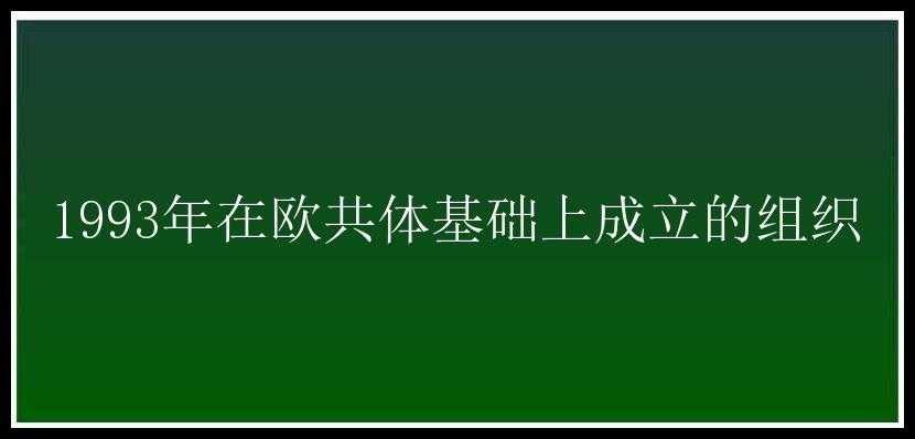 1993年在欧共体基础上成立的组织