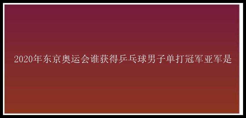 2020年东京奥运会谁获得乒乓球男子单打冠军亚军是