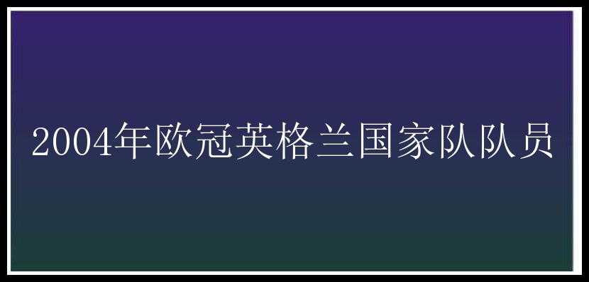 2004年欧冠英格兰国家队队员