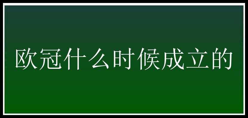 欧冠什么时候成立的