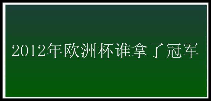 2012年欧洲杯谁拿了冠军