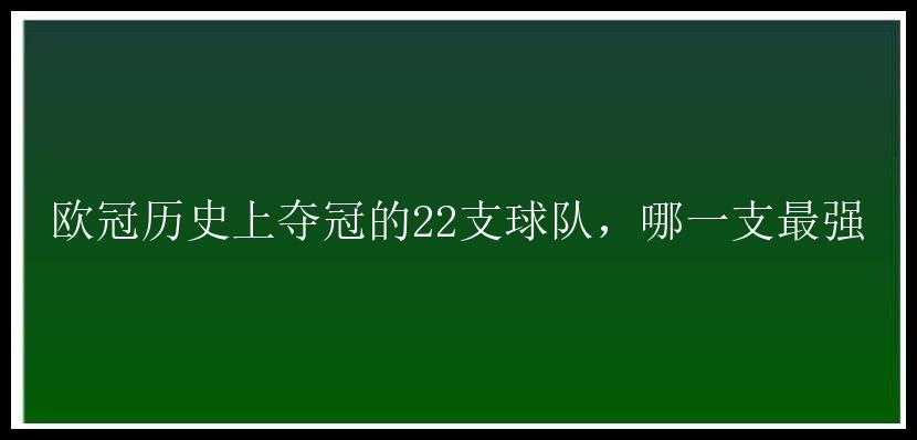 欧冠历史上夺冠的22支球队，哪一支最强