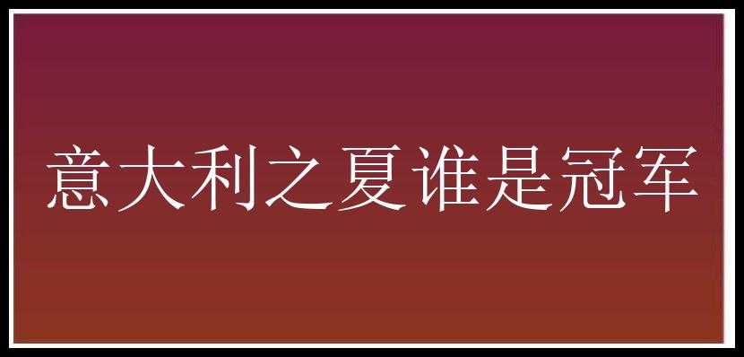 意大利之夏谁是冠军