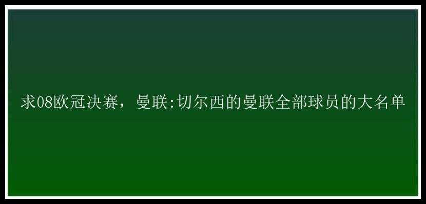 求08欧冠决赛，曼联:切尔西的曼联全部球员的大名单