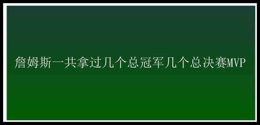 詹姆斯一共拿过几个总冠军几个总决赛MVP