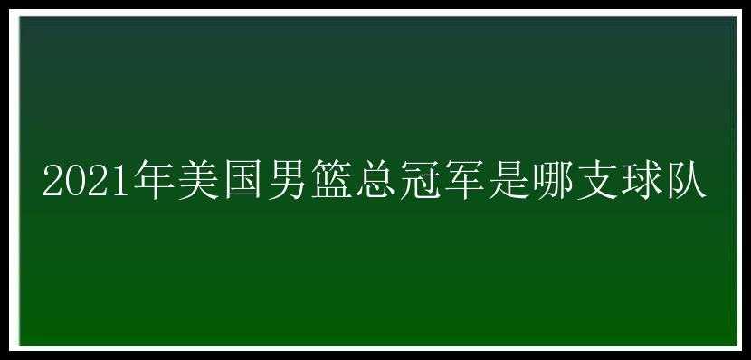 2021年美国男篮总冠军是哪支球队