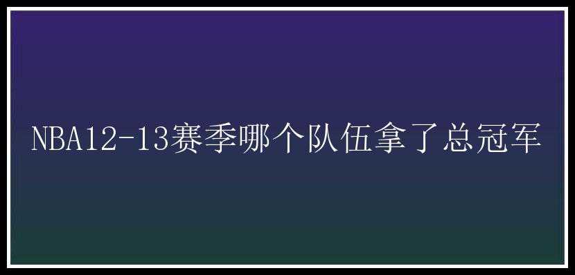 NBA12-13赛季哪个队伍拿了总冠军