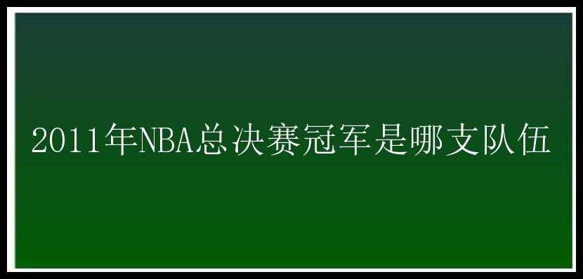 2011年NBA总决赛冠军是哪支队伍