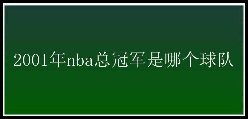 2001年nba总冠军是哪个球队