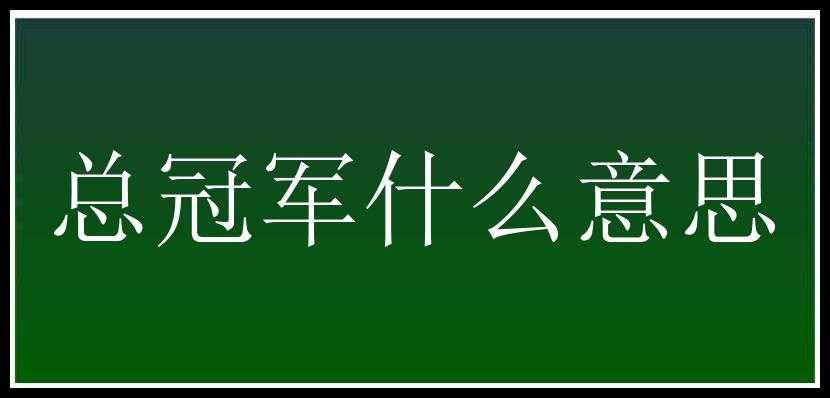 总冠军什么意思