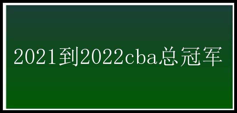 2021到2022cba总冠军