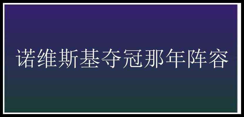 诺维斯基夺冠那年阵容