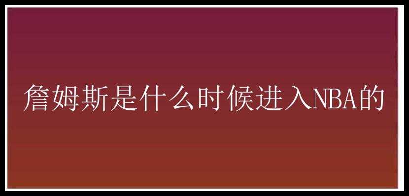 詹姆斯是什么时候进入NBA的