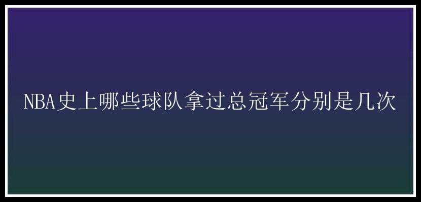 NBA史上哪些球队拿过总冠军分别是几次